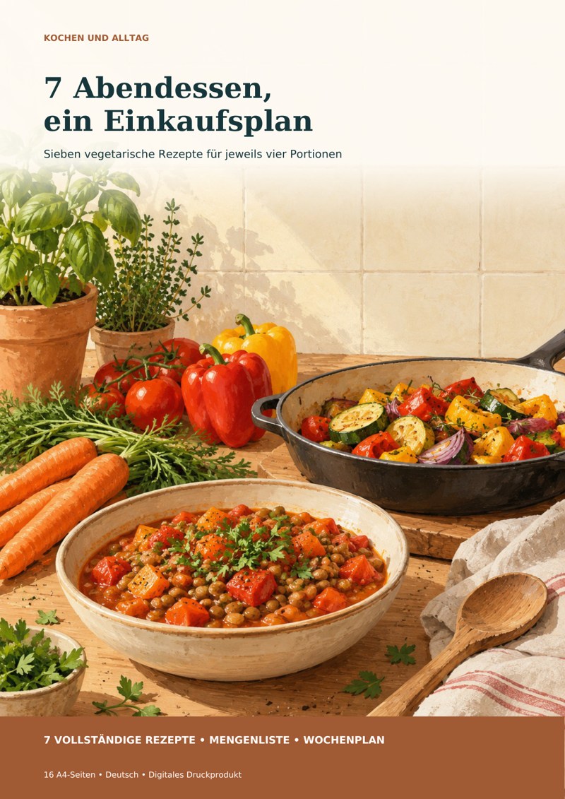Cover: 7 Abendessen, ein Einkaufsplan