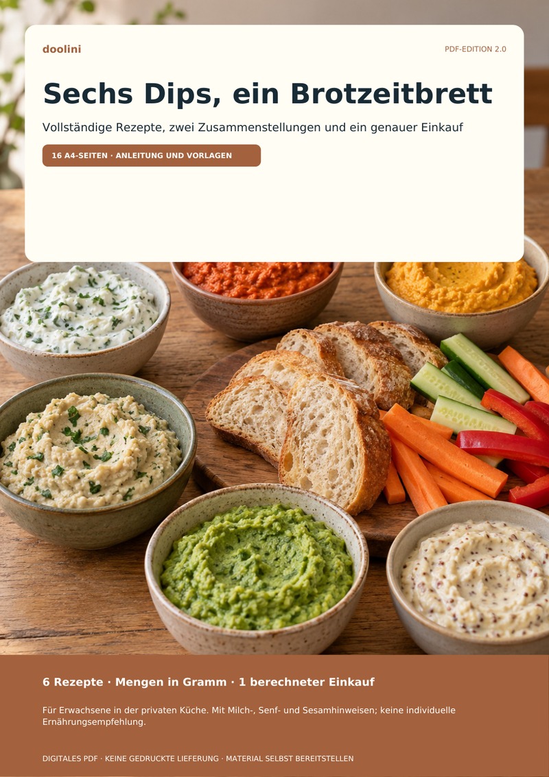 Cover: Sechs Dips, ein Brotzeitbrett