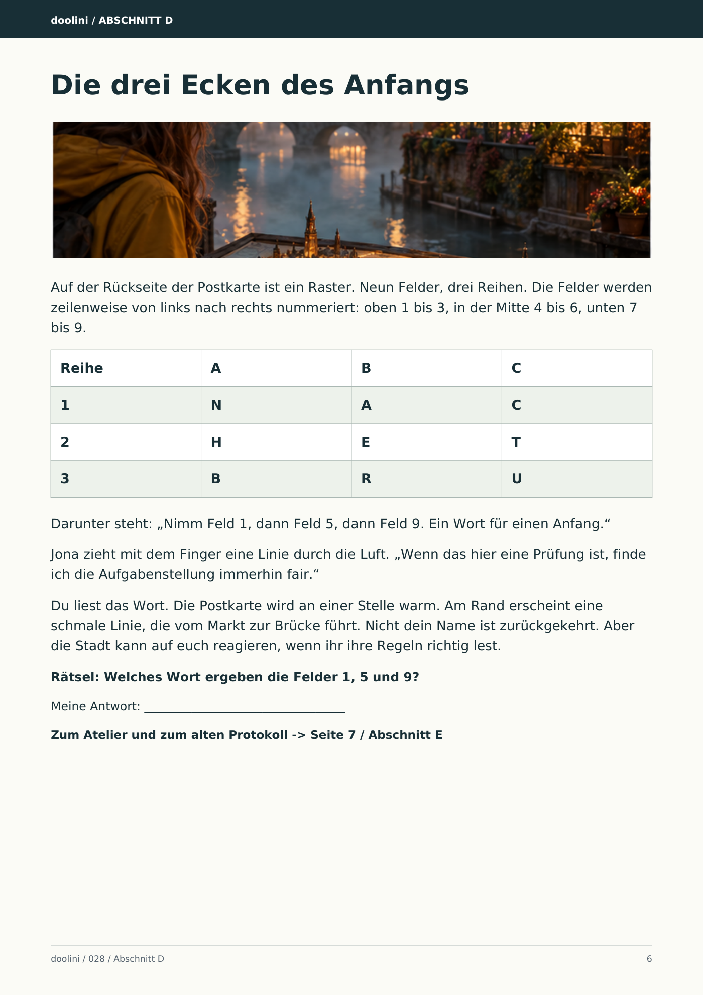 Originalseite mit dem ersten Rätsel aus RESET